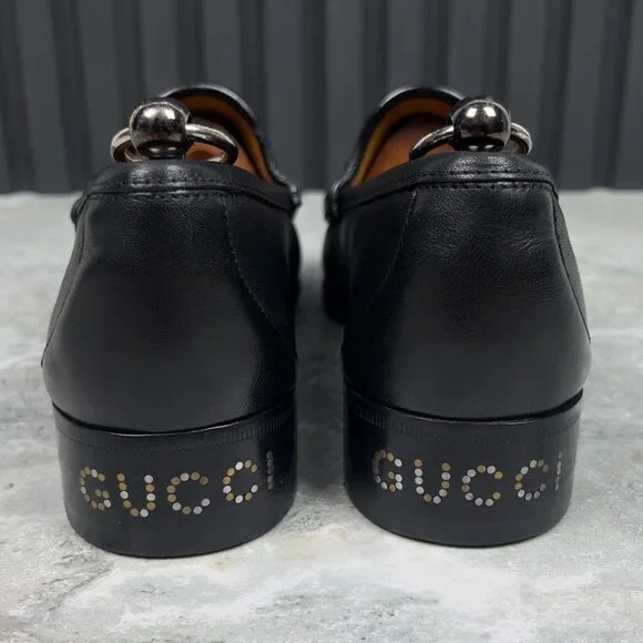 GUCCI Interlocking GG Logo Loafers Heels Black Leather 7.5 G or 8 US or 41.5 EUR GUCCI Interlocking GG Logo Loafers Heels Black Leather 7.5 G  main image 3